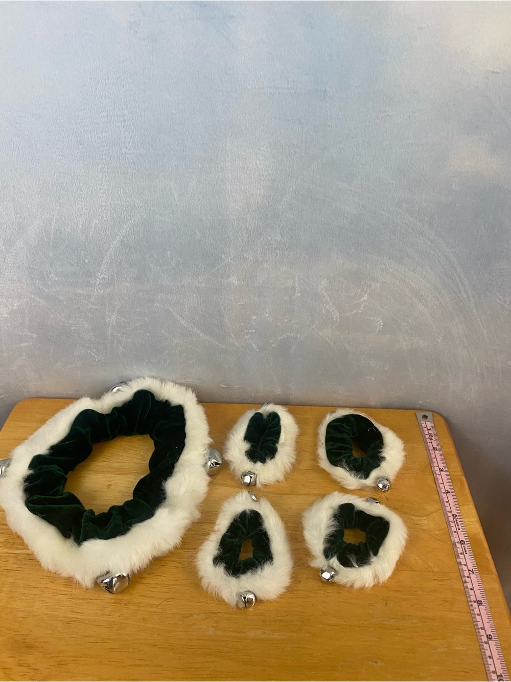Holiday Jingle Dog Dark Green Velvety and White Faux Fur Holiday Accessory Set